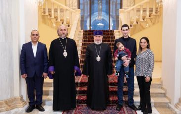 The Catholicos of All Armenians Received Sergeant Artur Hovhannisyan Completing Treatment in Canada