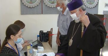 His Holiness Karekin II Casts His Vote in Snap Elections