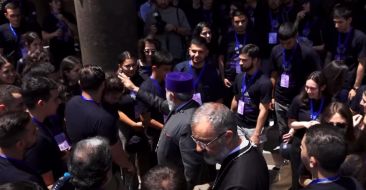 The meeting of the participants of the Pan-Armenian pilgrimage with the Armenian Patriarch